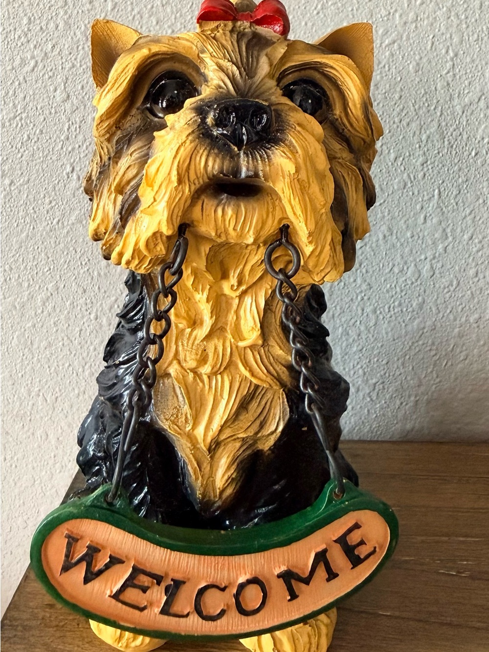 Yorkshire Terrier Welcome Statue - Yellow & Black